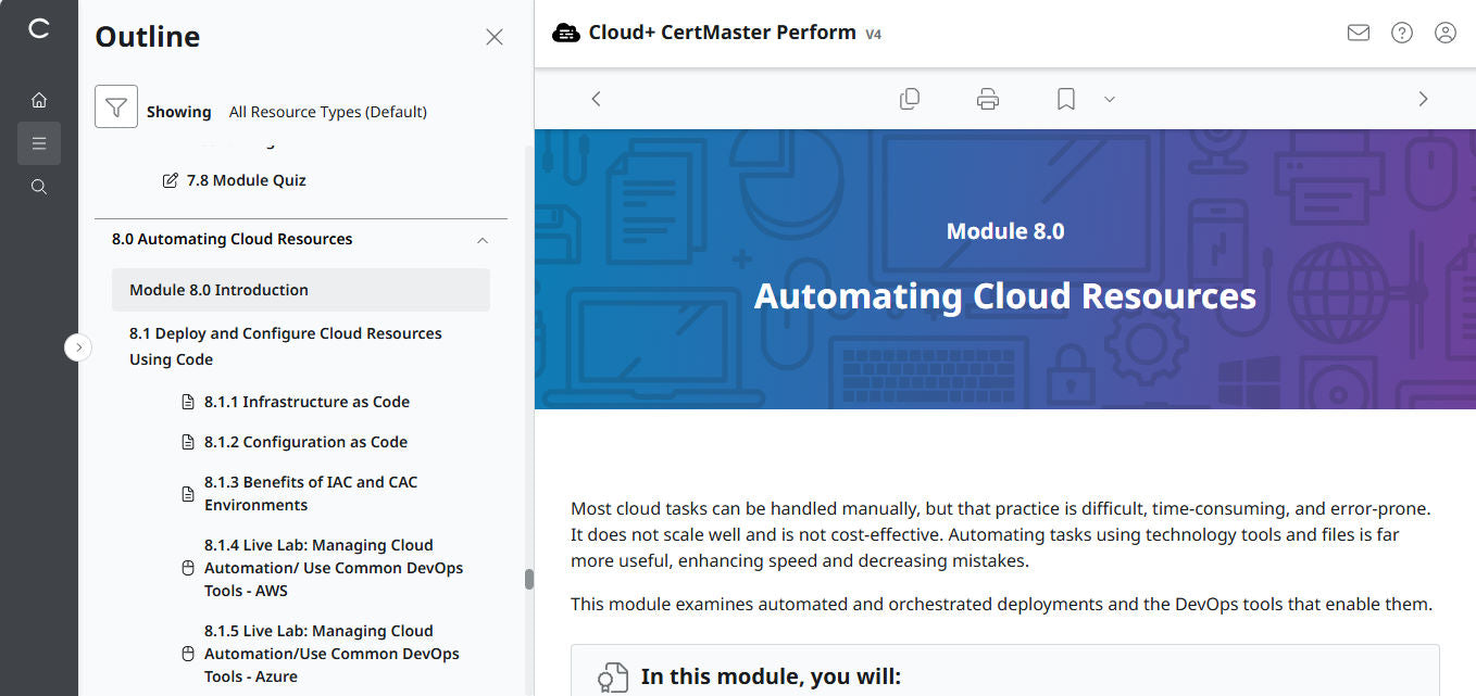 CertMaster Perform de CompTIA Cloud+ (CV0-004)