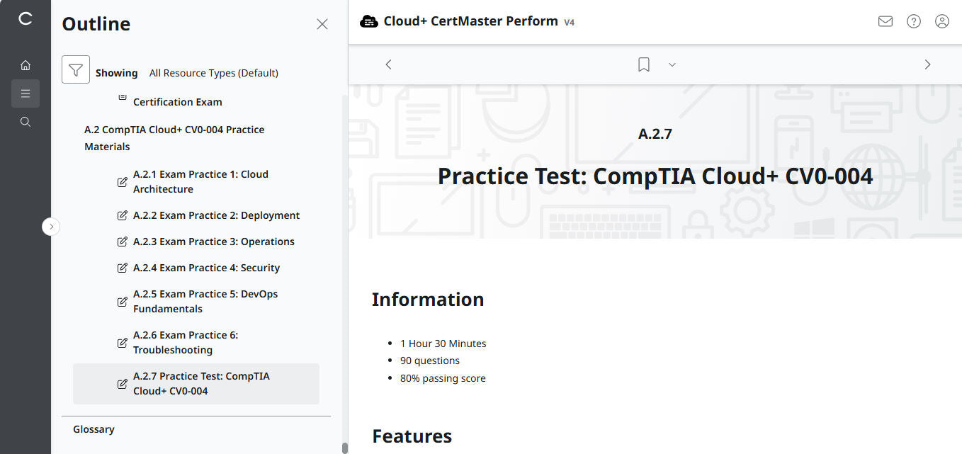 CertMaster Perform de CompTIA Cloud+ (CV0-004)