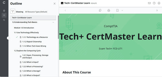 CompTIA Tech+ CertMaster Aprenda FC0-U71