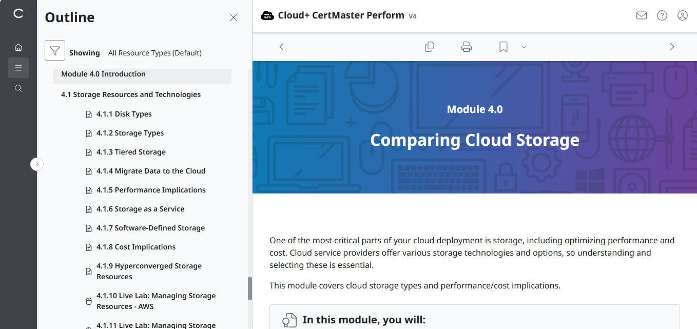 CertMaster Perform de CompTIA Cloud+ (CV0-004)
