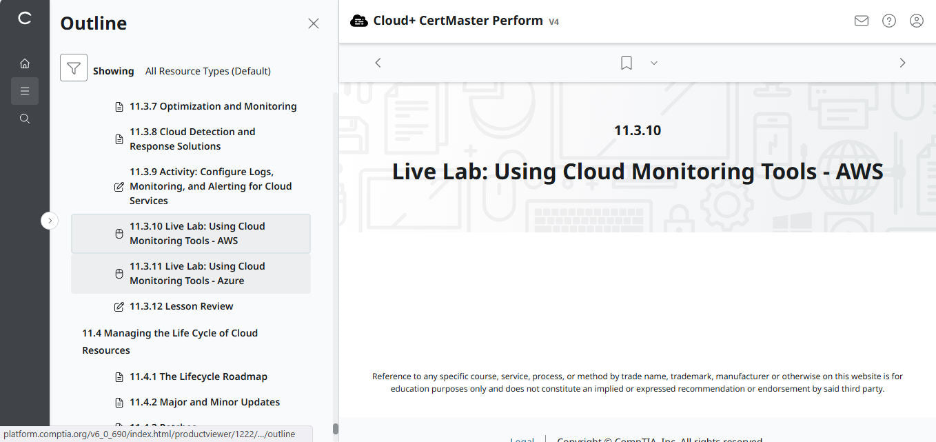CertMaster Perform de CompTIA Cloud+ (CV0-004)